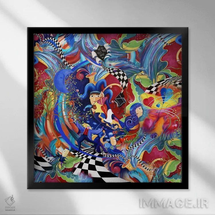 تابلو دکوراتیو زنی که ذهنش را می پوشد اثر جولیز - نمای قابدار مشکی