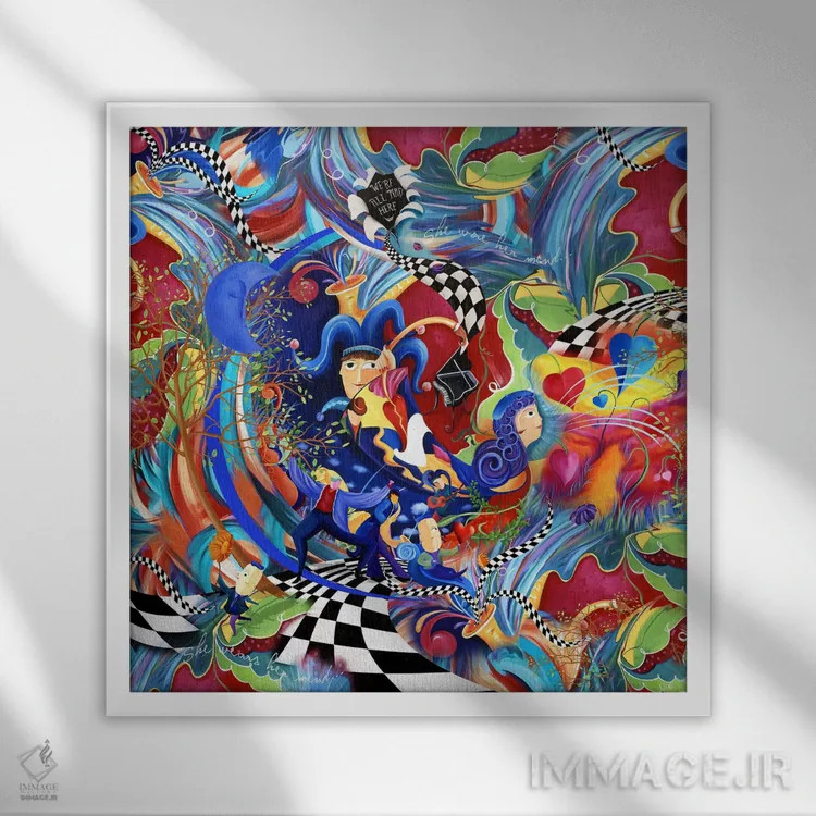 تابلو دکوراتیو زنی که ذهنش را می پوشد اثر جولیز - نمای قابدار سفید