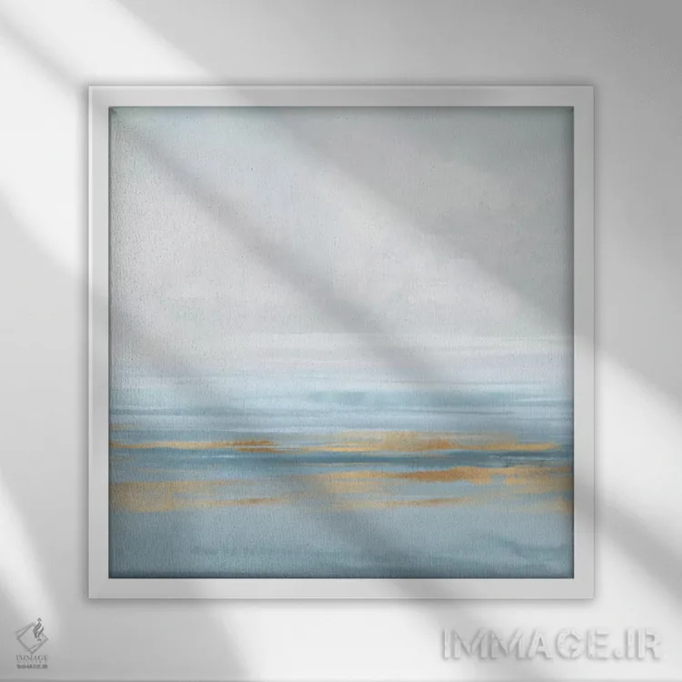 تابلو دکوراتیو بازتاب آبی آسمانی ۱ اثر جیک مسینا - نمای قابدار سفید