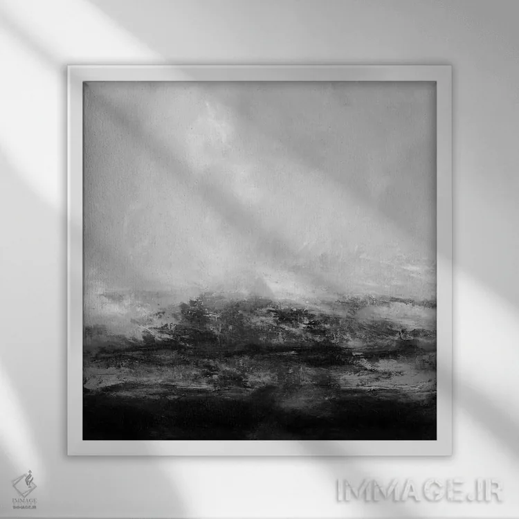 تابلو دکوراتیو زمین در خاکستری اثر جیک مسینا - نمای قابدار سفید