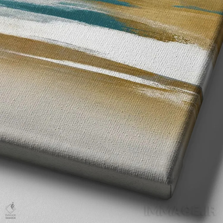 تابلو دکوراتیو هجوم طلایی فیروزه ای II اثر جیک مسینا - نمای نزدیک بافت بوم