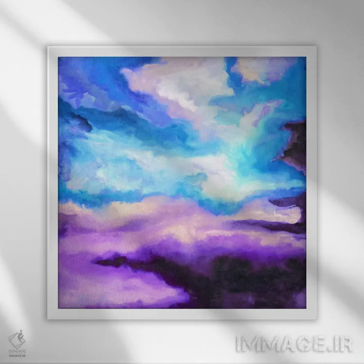 تابلو دکوراتیو شب آبی اثر ژاکلین مالدونادو - نمای قابدار سفید