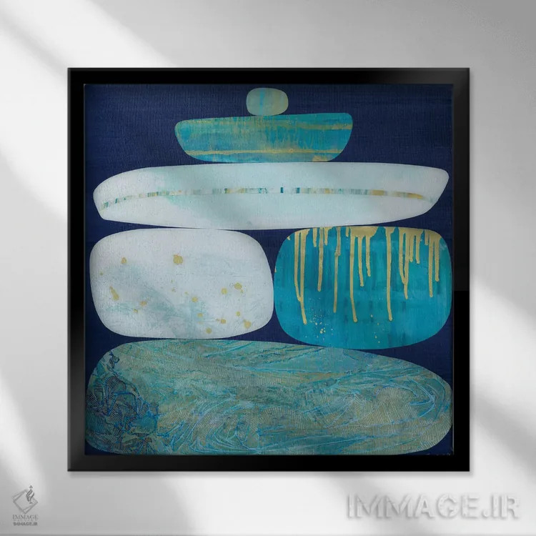 تابلو دکوراتیو یخ آبی II اثر جین مونتیت - نمای قابدار مشکی