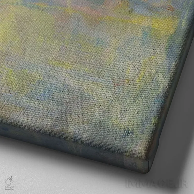 تابلو دکوراتیو برکه ماهی قرمز اثر جودی ماس - نمای نزدیک بافت بوم