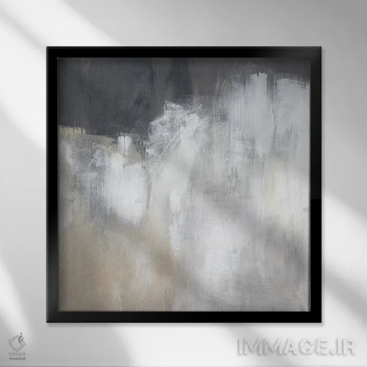 تابلو دکوراتیو انتزاعی خنثی ۲ اثر جنیفر پکستون پارکر - نمای قابدار مشکی