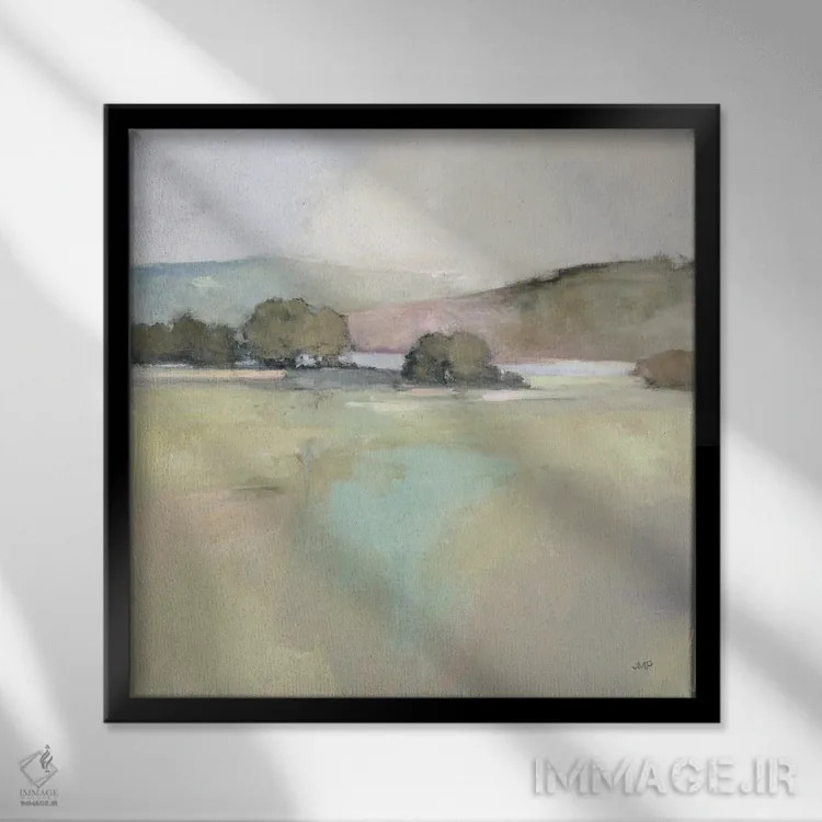 تابلو دکوراتیو دریاچه دوردست اثر جولیا پورینتون - نمای قابدار مشکی