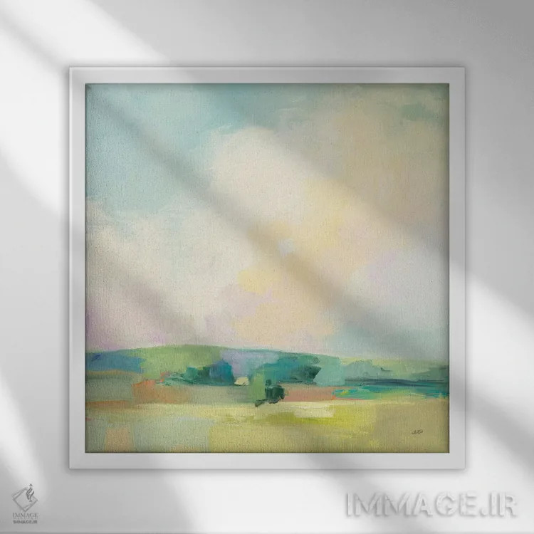 تابلو دکوراتیو آسمان تابستانی دوم اثر جولیا پورینتون - نمای قابدار سفید