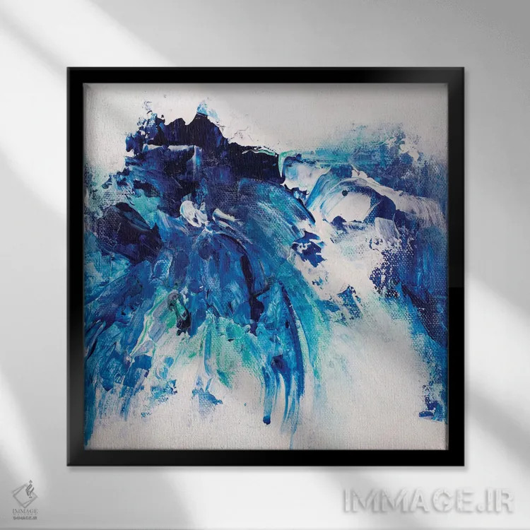 تابلو دکوراتیو آبی درهم هفت اثر جود رمدیوس - نمای قابدار مشکی