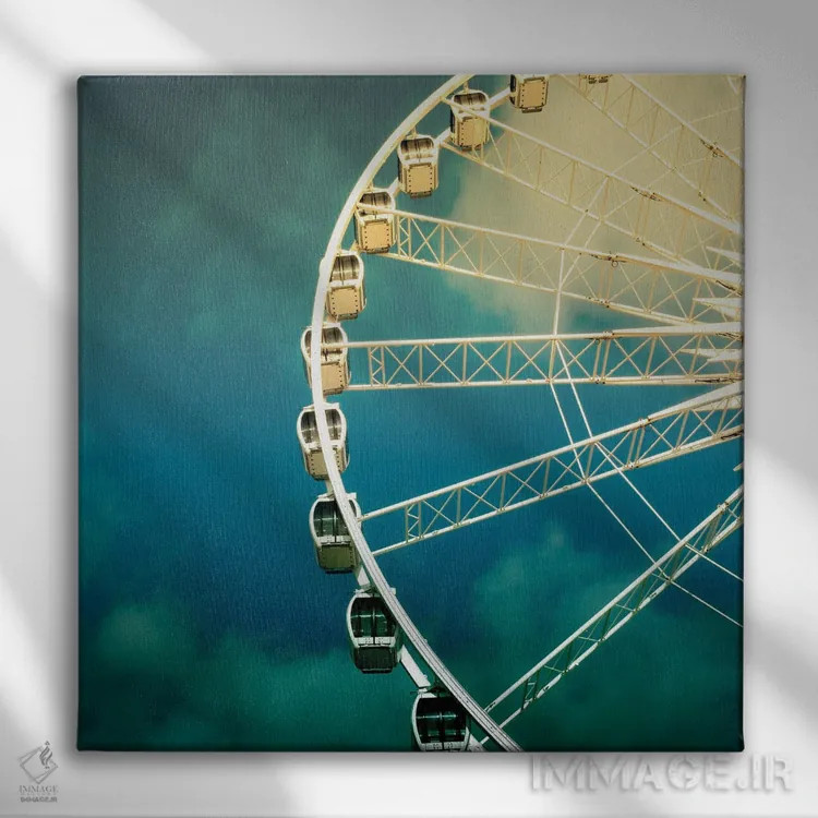 تابلو دکوراتیو چرخ و فلک سبک رترو اثر جین ریکس - نمای روبهرو روی دیوار