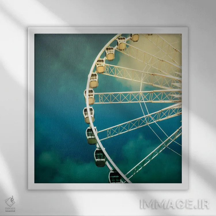 تابلو دکوراتیو چرخ و فلک سبک رترو اثر جین ریکس - نمای قابدار سفید