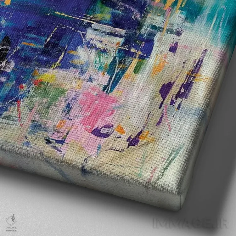 تابلو دکوراتیو آپارتمان صورتی اثر جولیان اسپنسر - نمای نزدیک بافت بوم