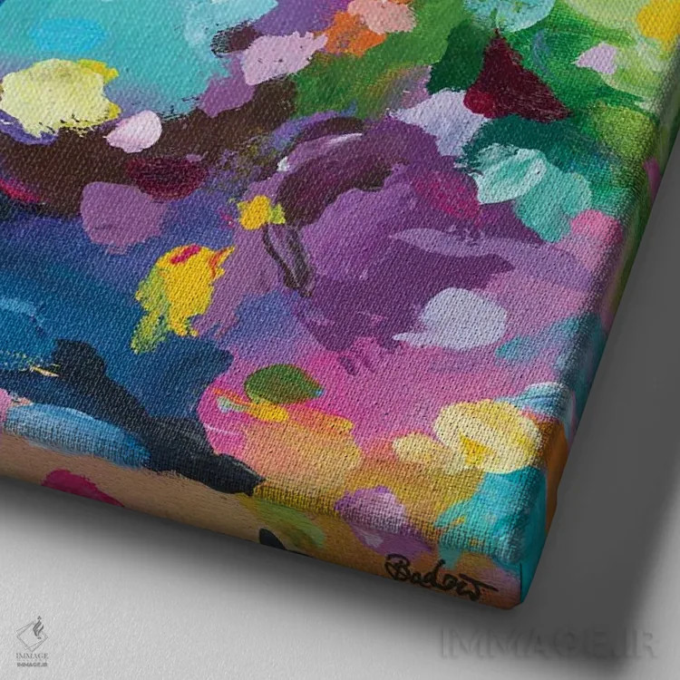 تابلو دکوراتیو شجاعت همان بی نقصی جدید است اثر جولیا بادو - نمای نزدیک بافت بوم