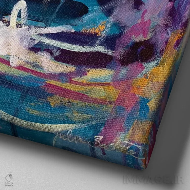 تابلو دکوراتیو خدا زن است اثر جولیا بادو - نمای نزدیک بافت بوم