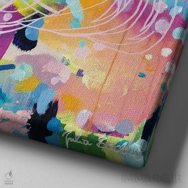 تابلو دکوراتیو زمان مخصوص خودم اثر جولیا بادو - نمای نزدیک بافت بوم