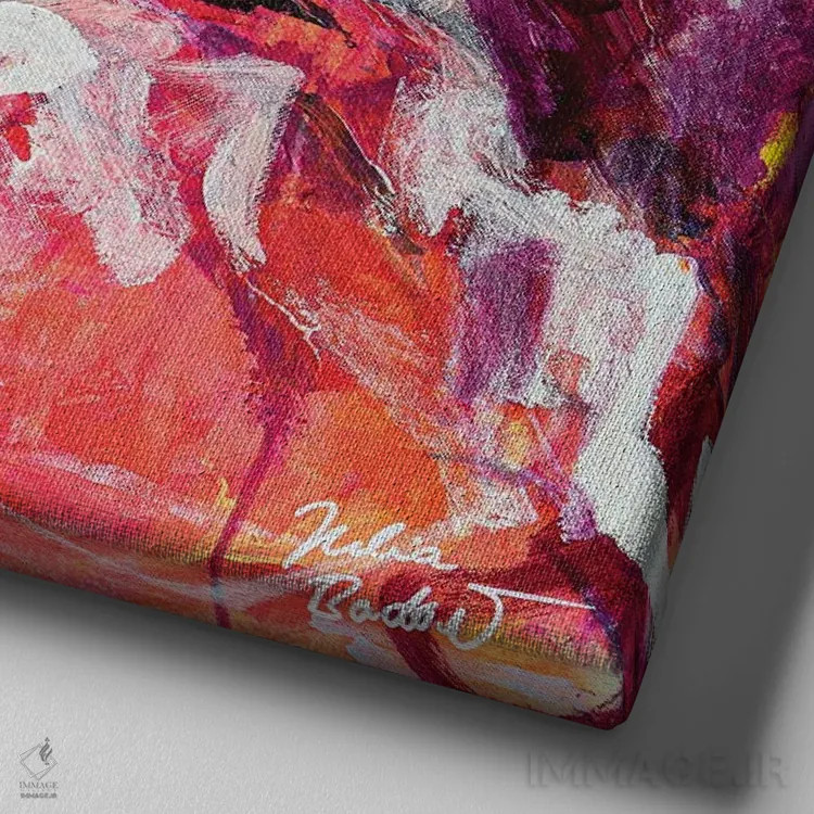 تابلو دکوراتیو ارتباط جذاب اثر جولیا بادو - نمای نزدیک بافت بوم