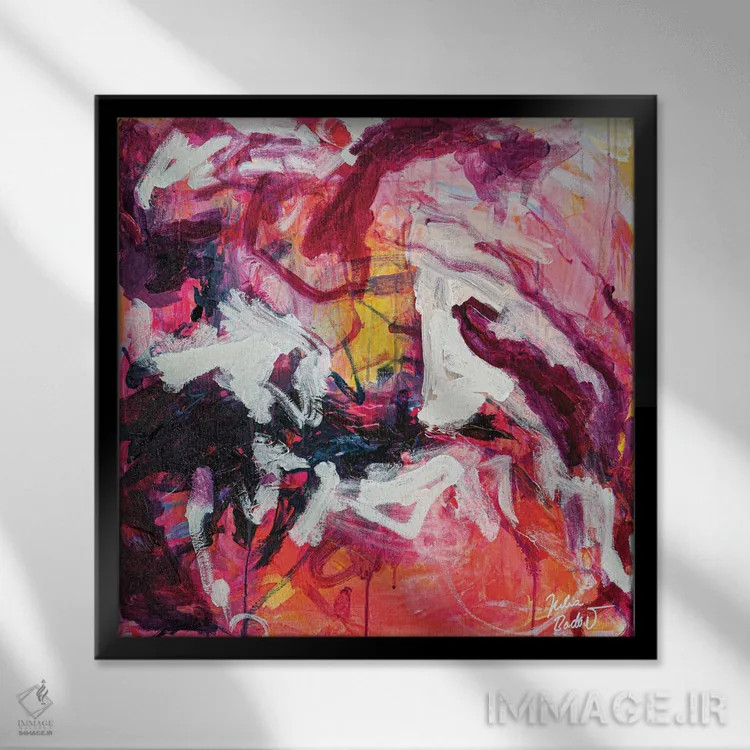 تابلو دکوراتیو ارتباط جذاب اثر جولیا بادو - نمای قابدار مشکی