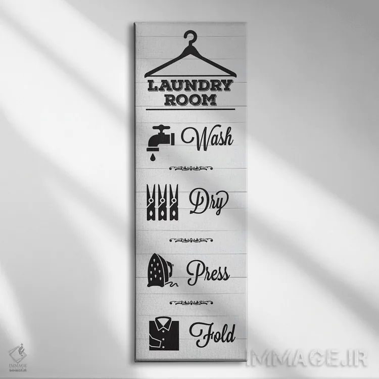 تابلو دکوراتیو رختشویی شاپ لپ VI اثر ملودی هوگان - نمای روبهرو روی دیوار