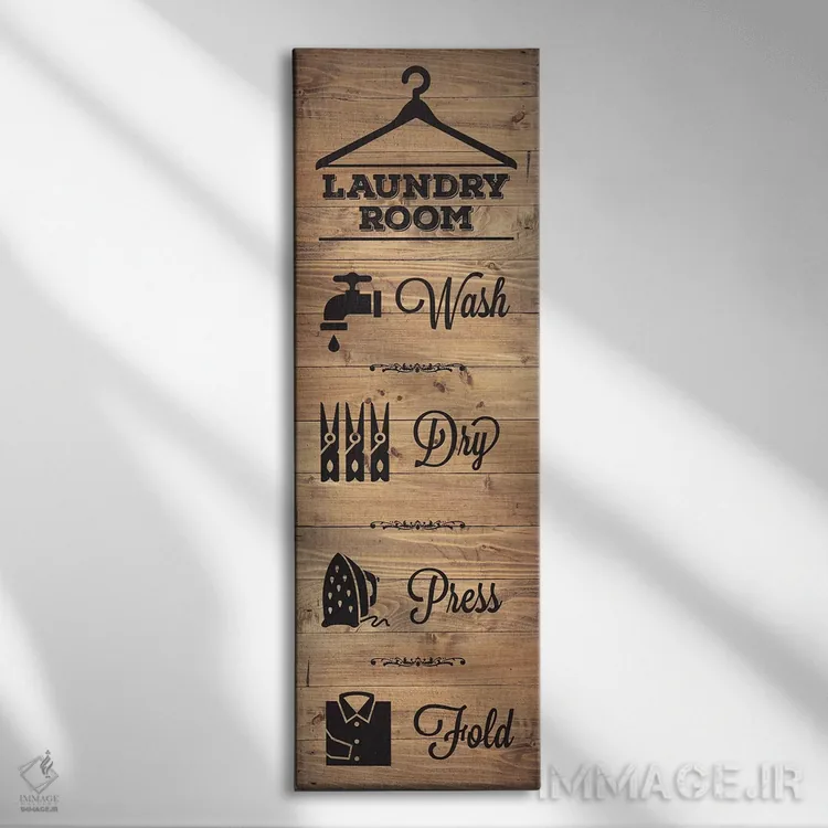 تابلو دکوراتیو رختشویی طبیعی VI اثر ملودی هوگان - نمای روبهرو روی دیوار