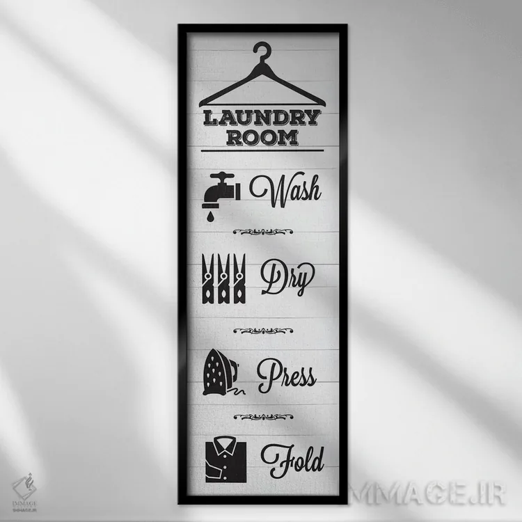 تابلو دکوراتیو رختشویی شاپ لپ VI اثر ملودی هوگان - نمای قابدار مشکی