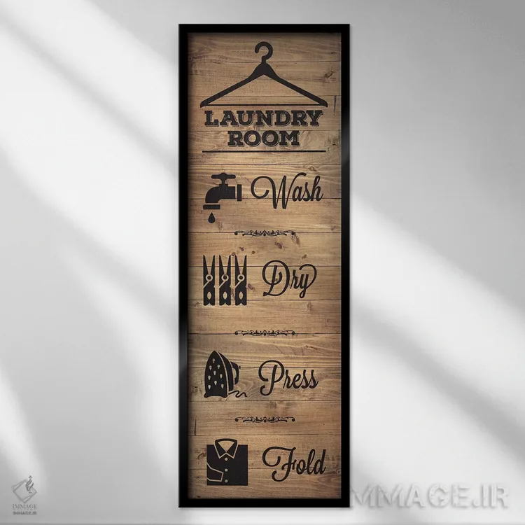 تابلو دکوراتیو رختشویی طبیعی VI اثر ملودی هوگان - نمای قابدار مشکی