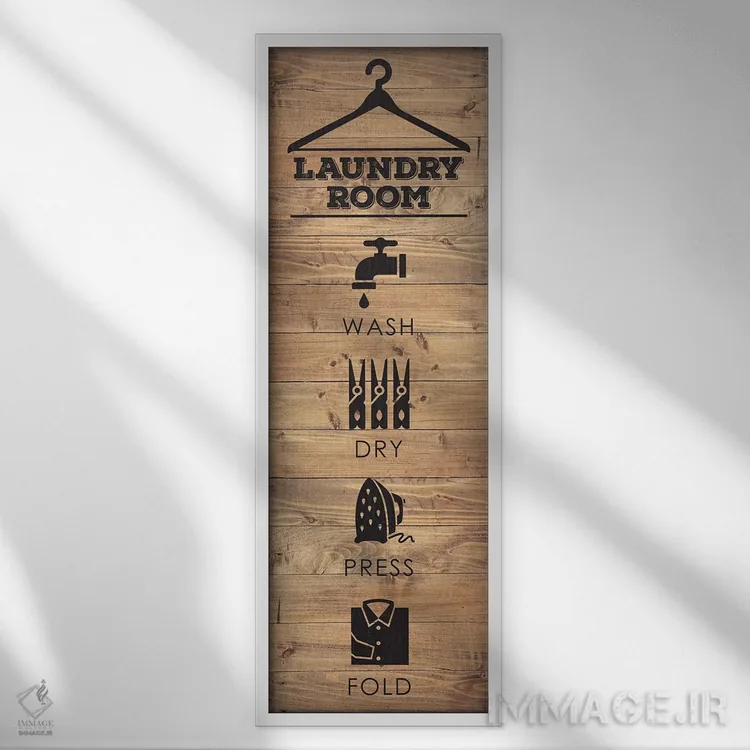 تابلو دکوراتیو رختشویی طبیعی V اثر ملودی هوگان - نمای قابدار سفید