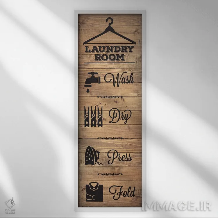 تابلو دکوراتیو رختشویی طبیعی VI اثر ملودی هوگان - نمای قابدار سفید