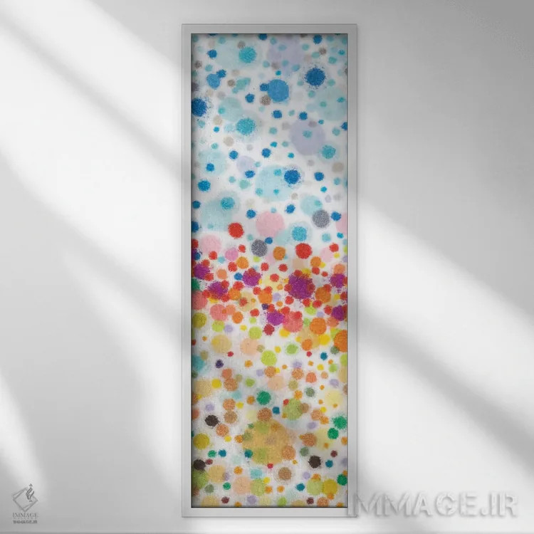 تابلو دکوراتیو بازی با نقطه ها ۲ اثر نیکی گالا پون - نمای قابدار سفید