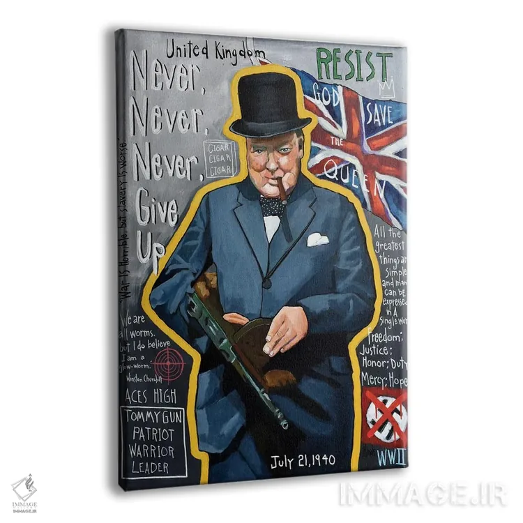 تابلو دکوراتیو گرافیتی وینستون چرچیل اثر دیویدای هیندز - نمای پرسپکتیو محصول