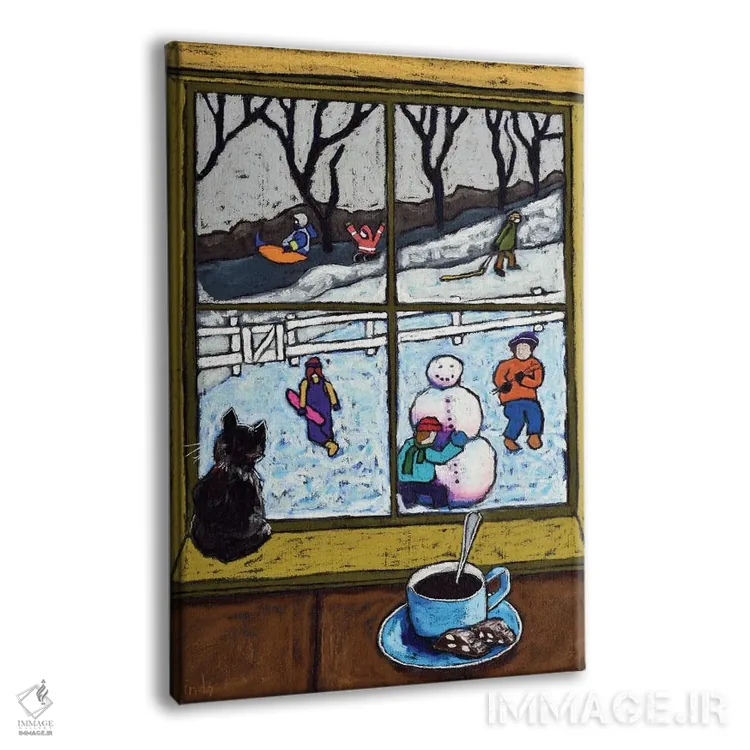 تابلو دکوراتیو صحنه زمستانی بازی کودکان اثر دیویدای هیندز - نمای پرسپکتیو محصول