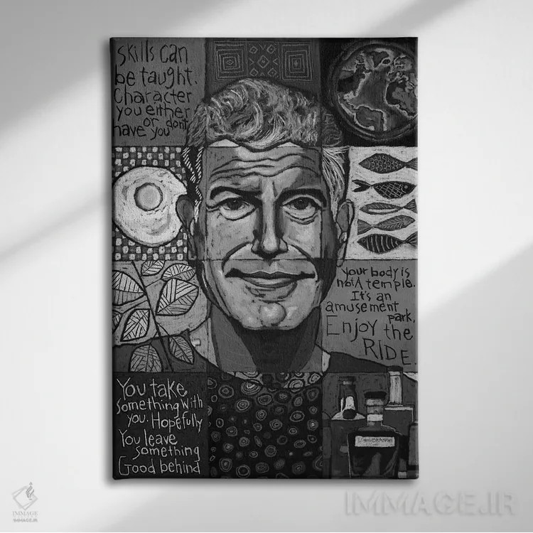 تابلو دکوراتیو کلاژ آنتونی بورباور اثر دیویدای هیندز - نمای روبهرو روی دیوار