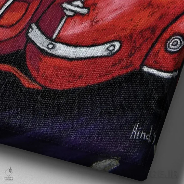 تابلو دکوراتیو سرگرمی در مسیر جاده ۶۶ II اثر دیویدای هیندز - نمای نزدیک بافت بوم