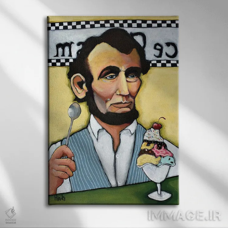 تابلو دکوراتیو آبراهام لینکلن خودمانی اثر دیویدای هیندز - نمای روبهرو روی دیوار