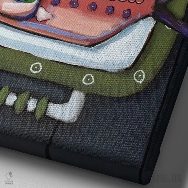 تابلو دکوراتیو ماهی روی سینی ۳ اثر دیویدای هیندز - نمای نزدیک بافت بوم