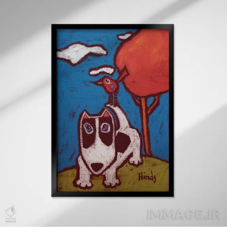 تابلو دکوراتیو واق واق اثر دیویدای هیندز - نمای قابدار مشکی