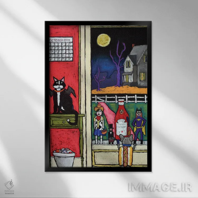 تابلو دکوراتیو قاشق زنی اثر دیویدای هیندز - نمای قابدار مشکی