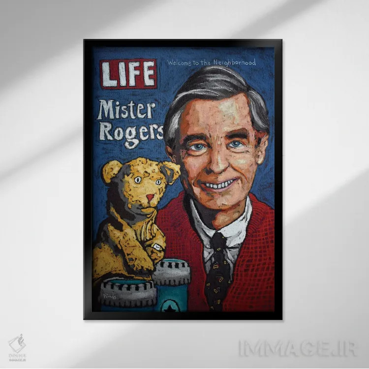 تابلو دکوراتیو آقای راجرز و دنیل اثر دیویدای هیندز - نمای قابدار مشکی