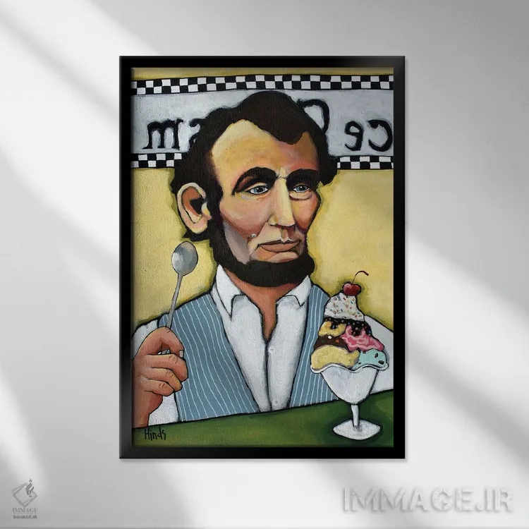 تابلو دکوراتیو آبراهام لینکلن خودمانی اثر دیویدای هیندز - نمای قابدار مشکی