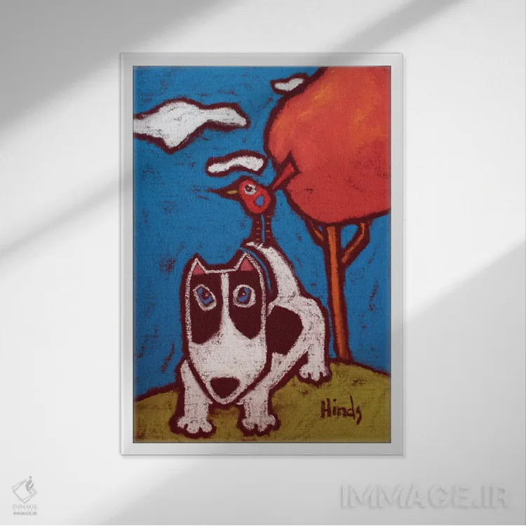 تابلو دکوراتیو واق واق اثر دیویدای هیندز - نمای قابدار سفید