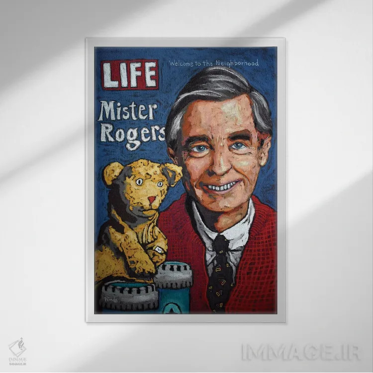 تابلو دکوراتیو آقای راجرز و دنیل اثر دیویدای هیندز - نمای قابدار سفید