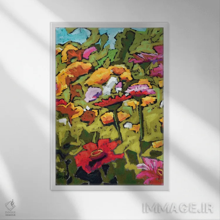 تابلو انتزاعی زینیاها اثر دیویدای هیندز - نمای قابدار سفید