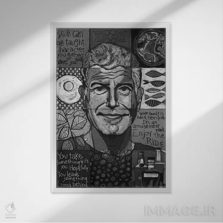تابلو دکوراتیو کلاژ آنتونی بورباور اثر دیویدای هیندز - نمای قابدار سفید