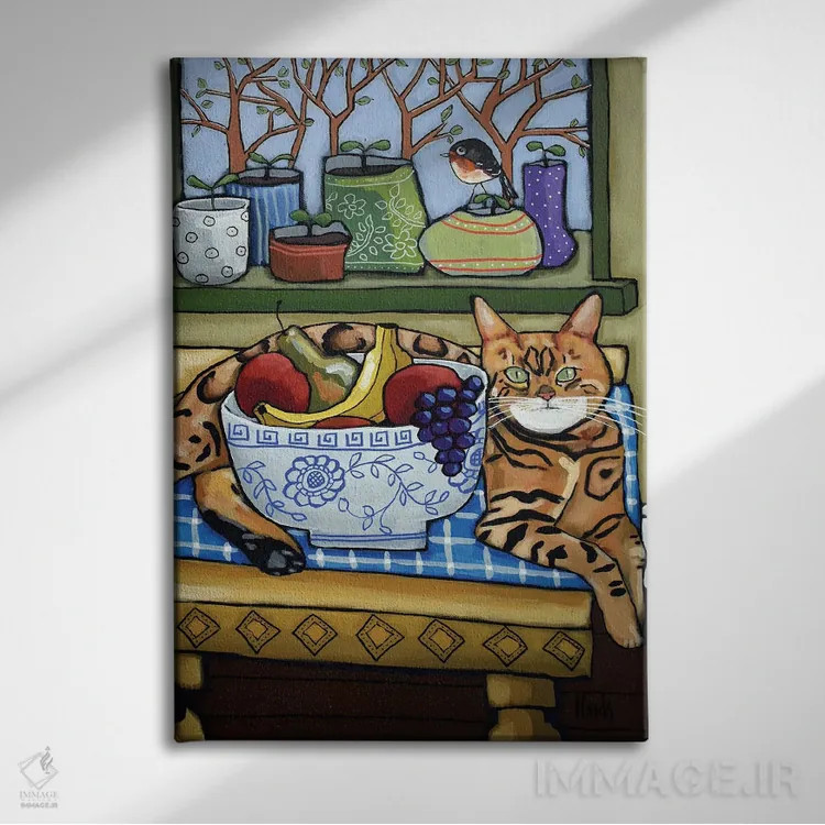 تابلو دکوراتیو گربه بنگال اثر دیویدای هیندز - نمای روبهرو روی دیوار