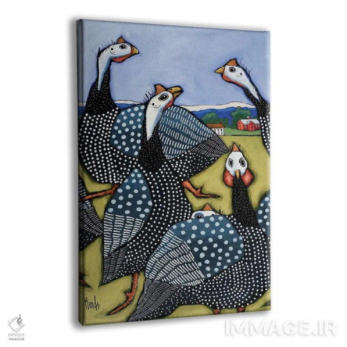 تابلو دکوراتیو شش مرغ گینه ای اثر دیویدای هیندز - نمای پرسپکتیو محصول