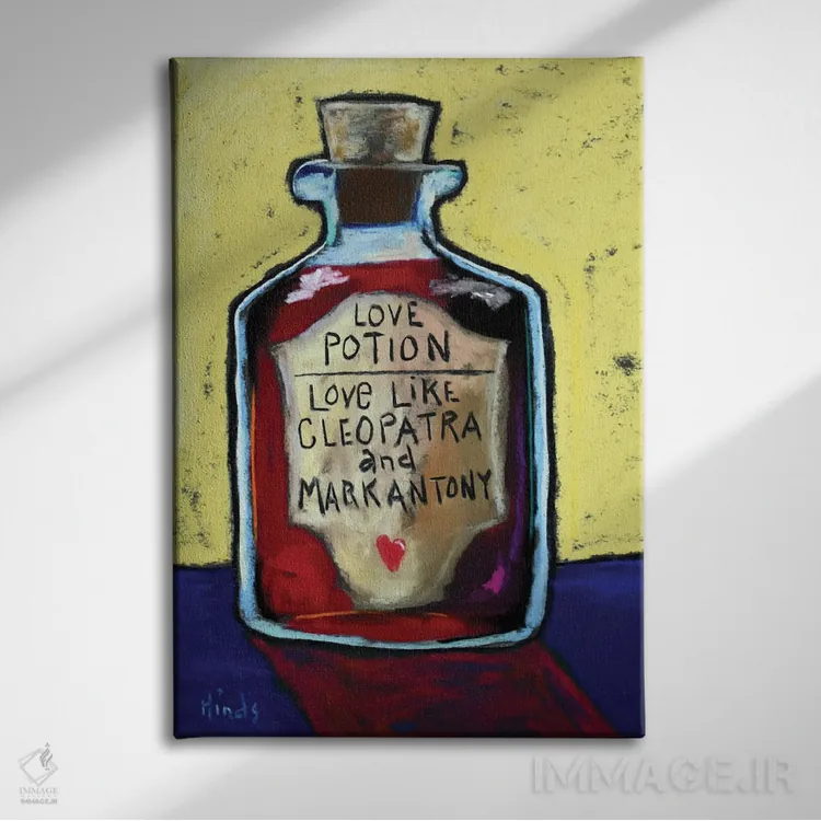 تابلو دکوراتیو معجون عشق اصلی اثر دیویدای هیندز - نمای روبهرو روی دیوار