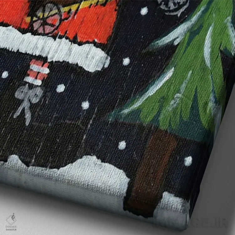 تابلو دکوراتیو اسب بازی بابانوئل اثر دیویدای هیندز - نمای نزدیک بافت بوم