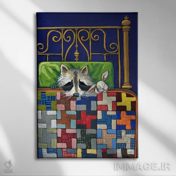 تابلو دکوراتیو دوستان بغل کردنی اثر دیویدای هیندز - نمای روبهرو روی دیوار