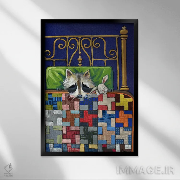 تابلو دکوراتیو دوستان بغل کردنی اثر دیویدای هیندز - نمای قابدار مشکی