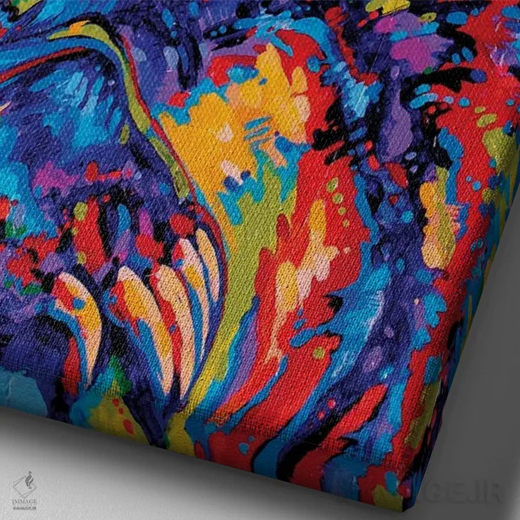 تابلو دکوراتیو خرس بودا اثر دریک هیگینز - نمای نزدیک بافت بوم