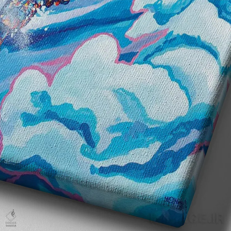 تابلو دکوراتیو پودر شامپاین اثر دریک هیگینز - نمای نزدیک بافت بوم