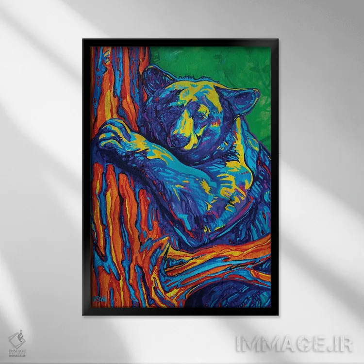 تابلو دکوراتیو بغل خرسی اثر دریک هیگینز - نمای قابدار مشکی